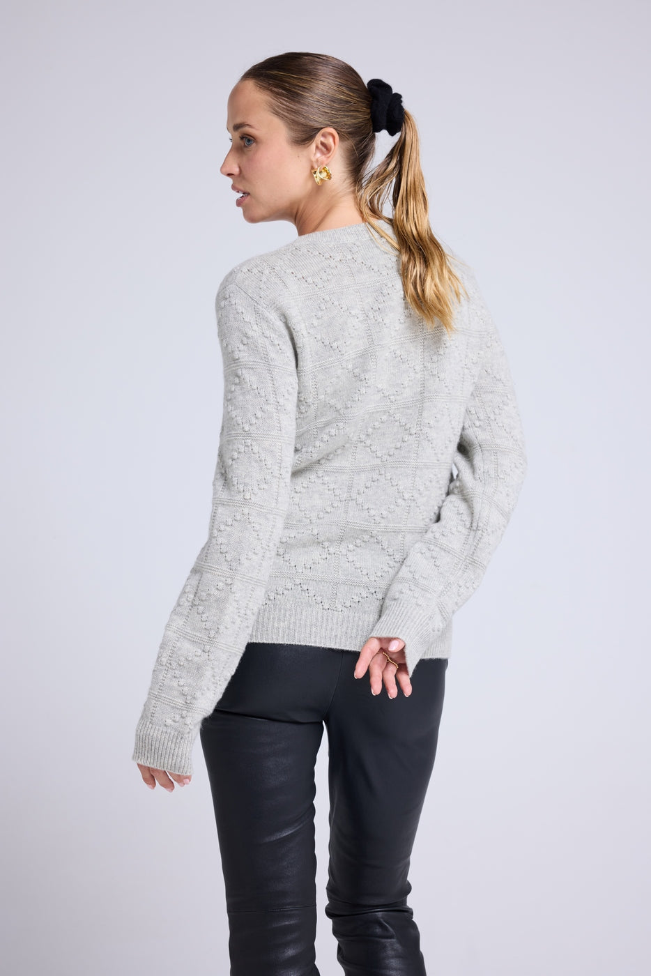 Pull Col Rond Bubble Cachemire Blair - Gris Clair