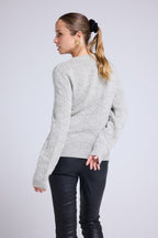 Pull Col Rond Bubble Cachemire Blair - Gris Clair