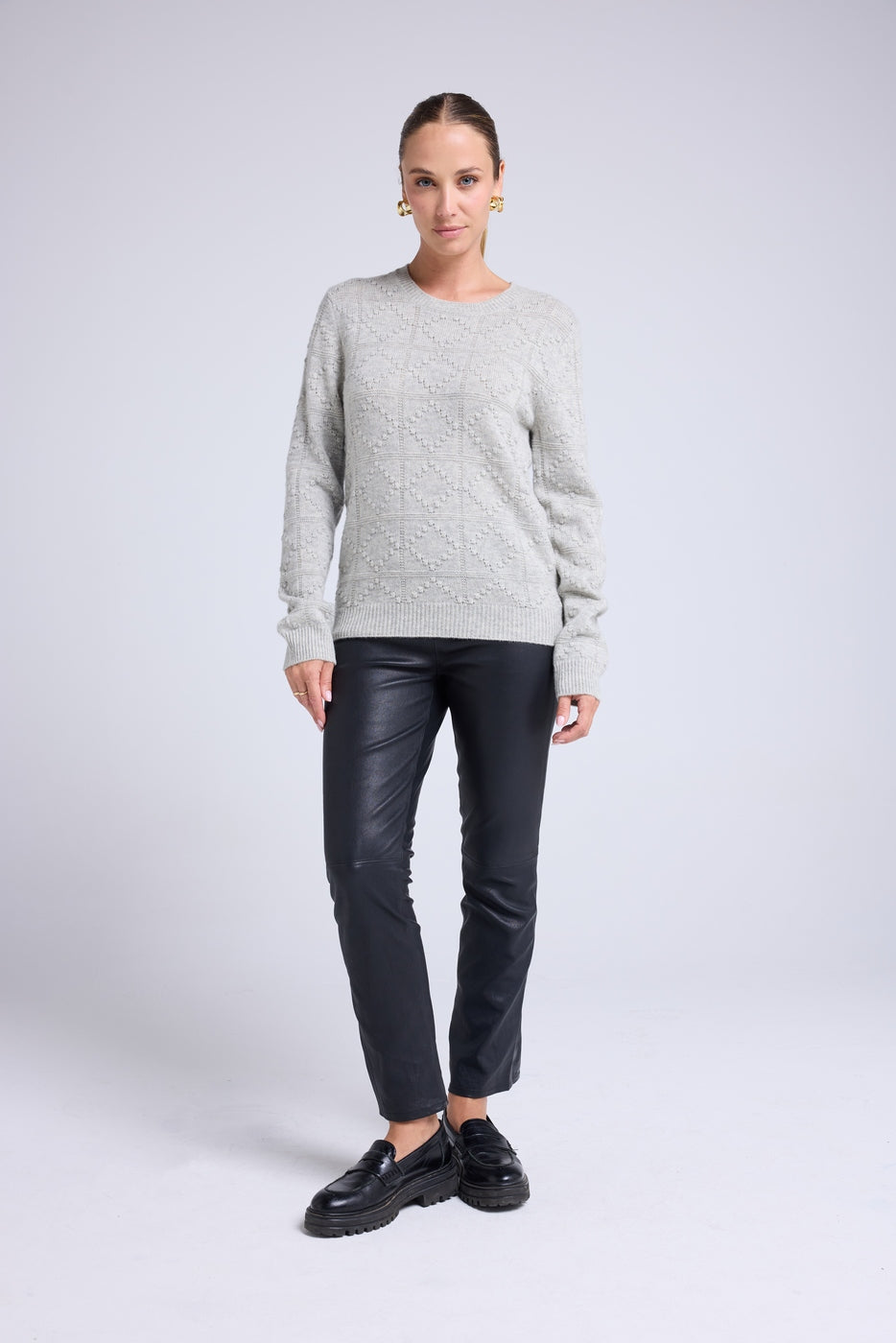 Pull Col Rond Bubble Cachemire Blair - Gris Clair