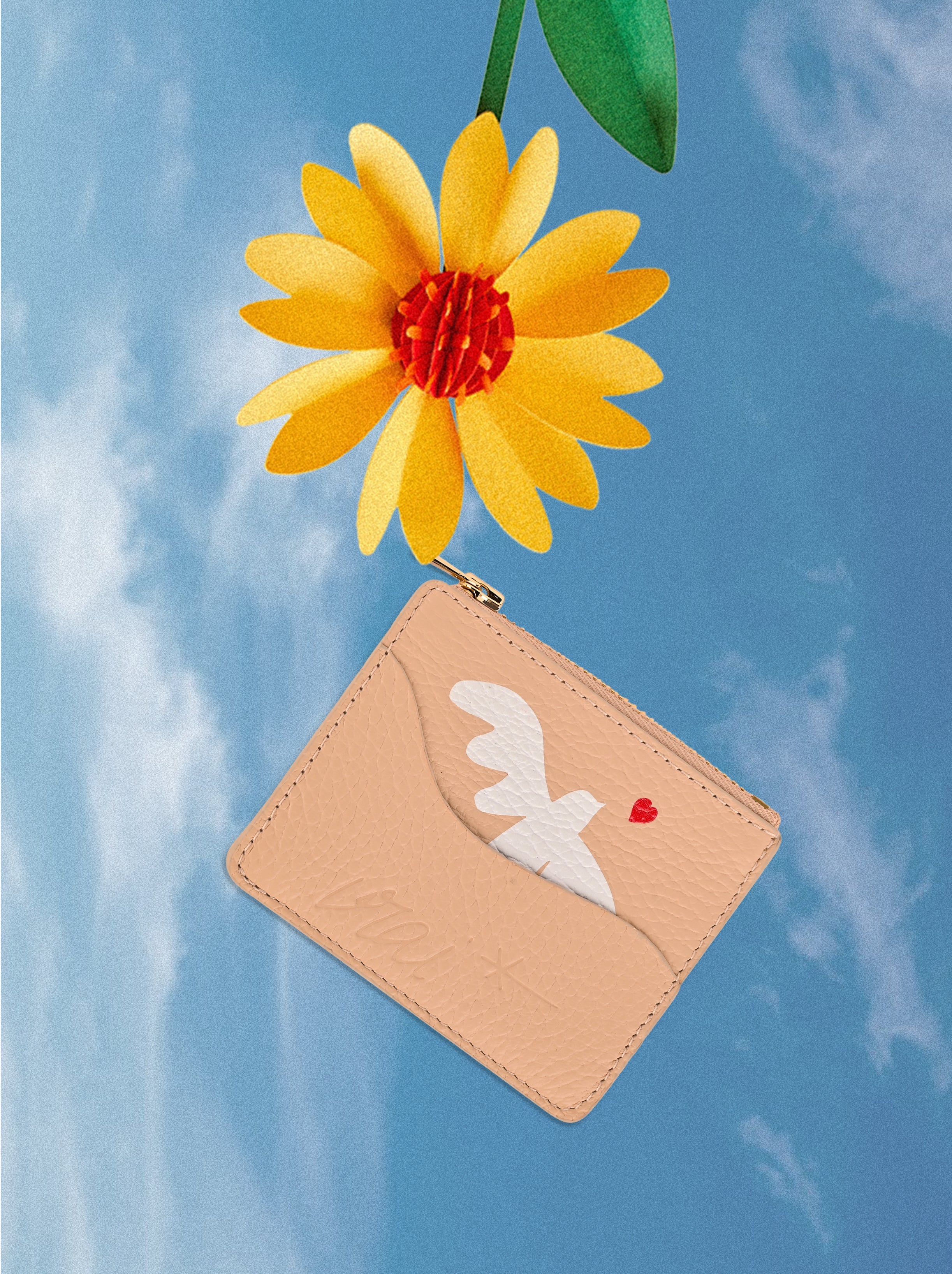 VIANNEY LIGHT CREAM LEATHER CARD HOLDER