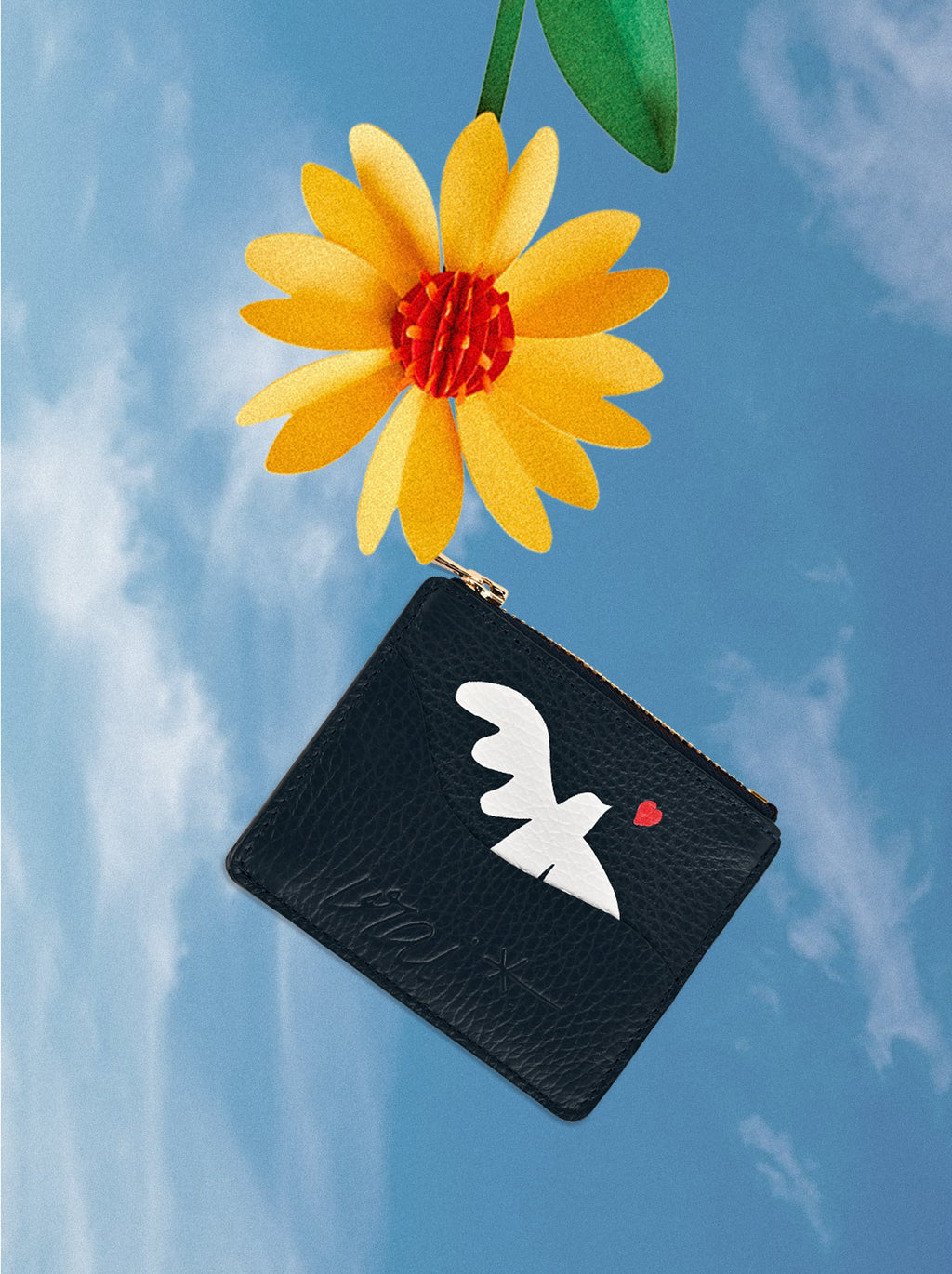 VIANNEY REAL BLUE LEATHER CARD HOLDER