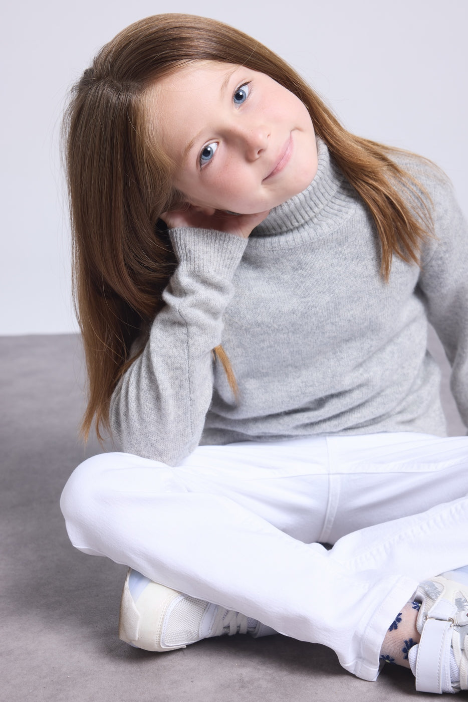 Blush Roll-Neck Jumper - Light Grey - Kids