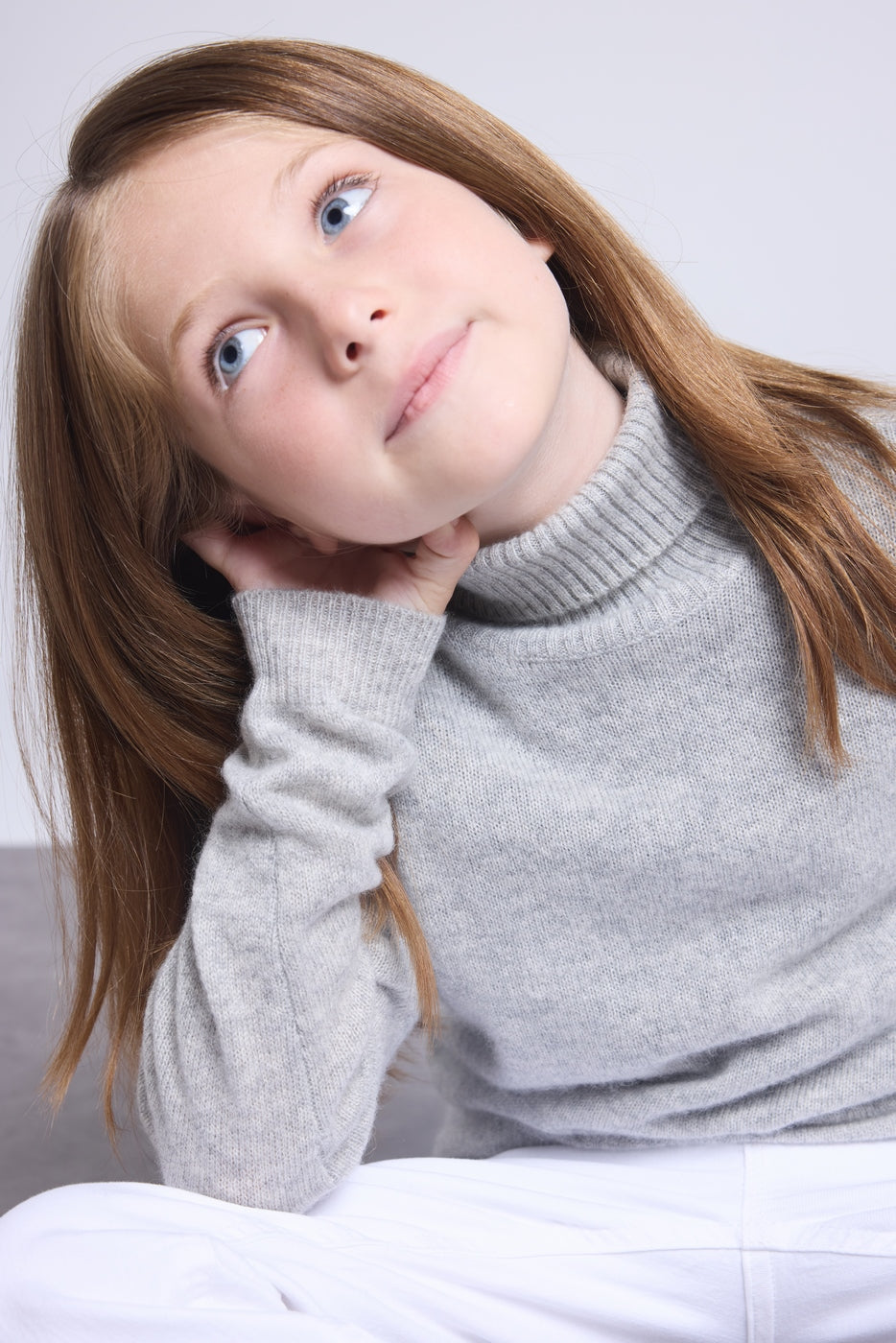 Blush Roll-Neck Jumper - Light Grey - Kids