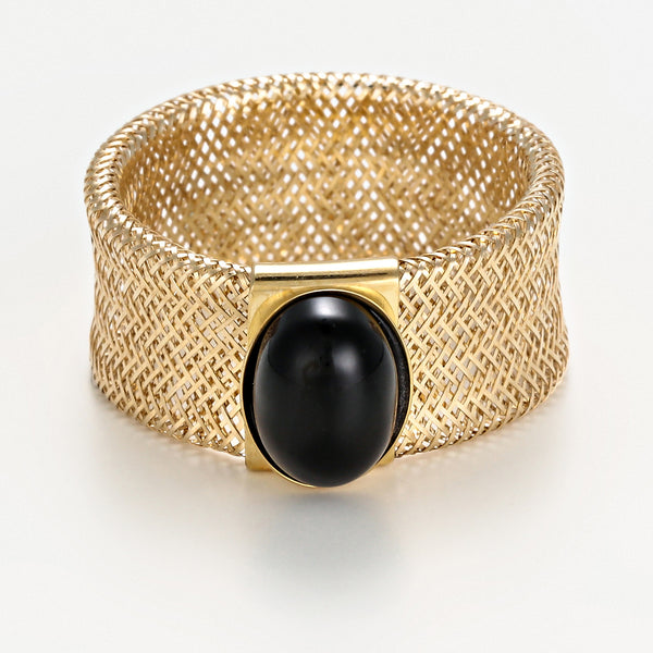 Bague " Onyx Flamboyant " Or Jaune 375/1000