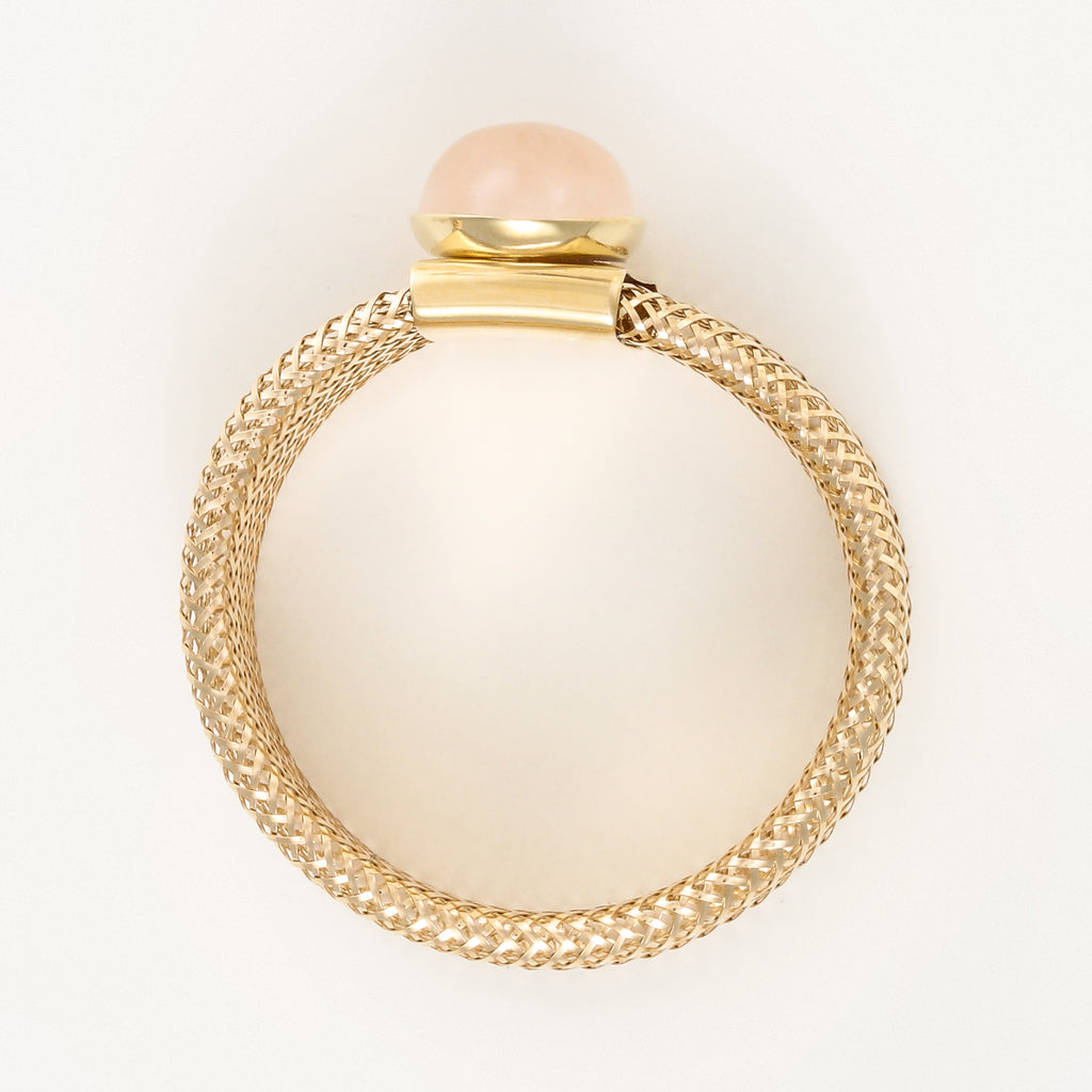 Bague "Quartz Rose Flamboyant "Or Jaune 375/1000