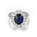 Bague "Soleil Bleu" - Or Blanc 375/1000
