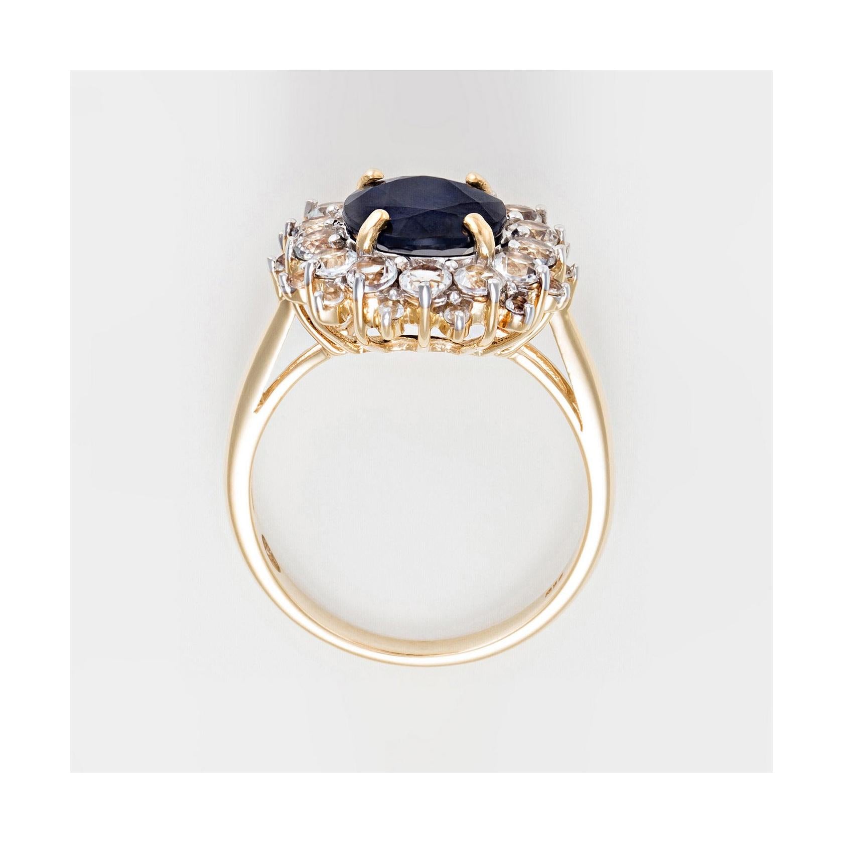 Anillo “Sol Azul” – Oro amarillo 375/1000