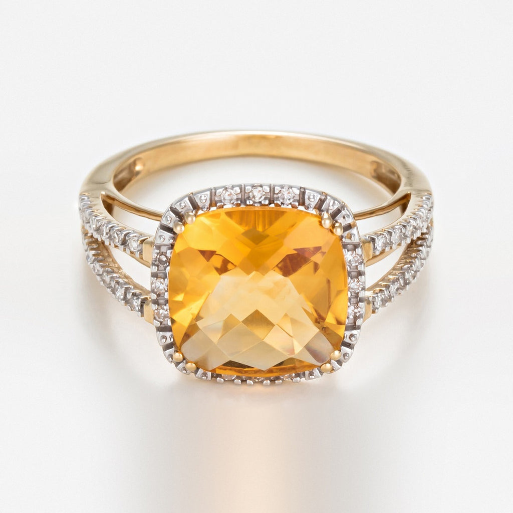 Anillo “Divino Citrino 10” Diamante 0.10Ct/32 + Citrino 3.75/1