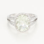 Anillo "Amatista Verde Ovalada" - Oro blanco 375/1000