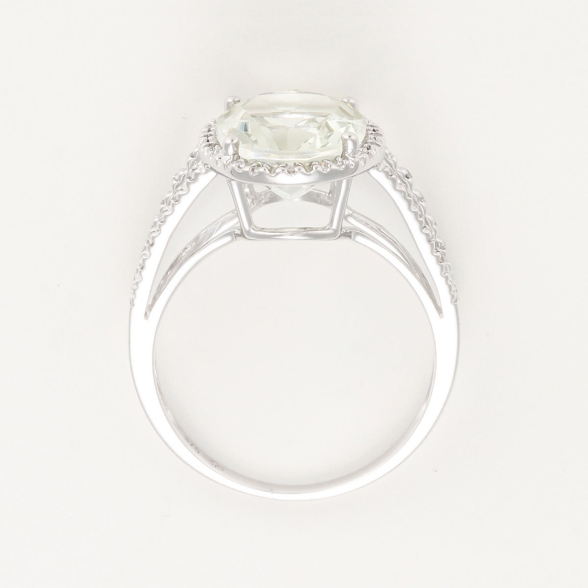 Anillo "Amatista Verde Ovalada" - Oro blanco 375/1000