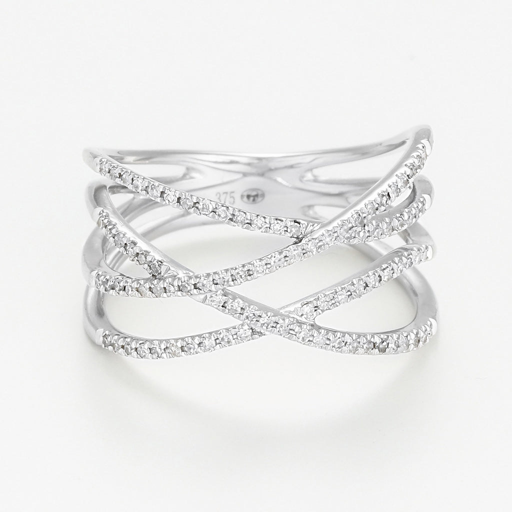 Anillo “Enlazado Luminoso” – Oro Blanco 375/1000