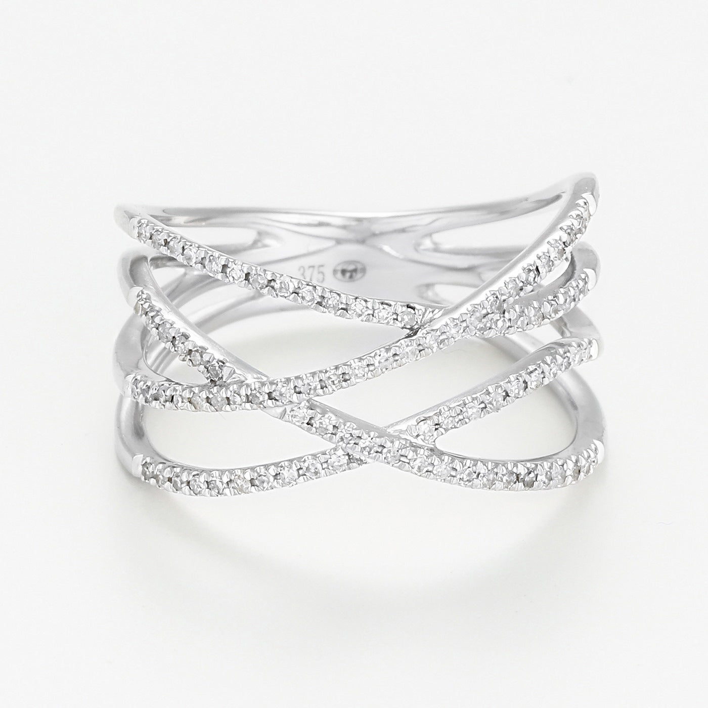 Anillo “Enlazado Luminoso” – Oro Blanco 375/1000