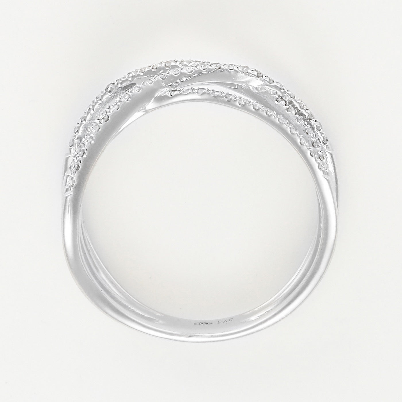 Anillo “Enlazado Luminoso” – Oro Blanco 375/1000