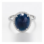 Bague "Bermudes Nouvelles" Or Blanc - Diamants 0.08 Ct Saphir 4.9 Ct