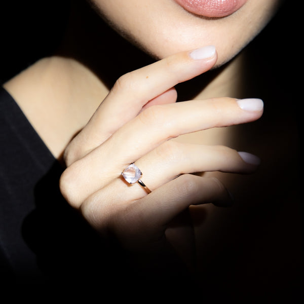 "Unique Quartz" Ring Rose Quartz 2.10Ct/1 - 375/1000 Rose Gold