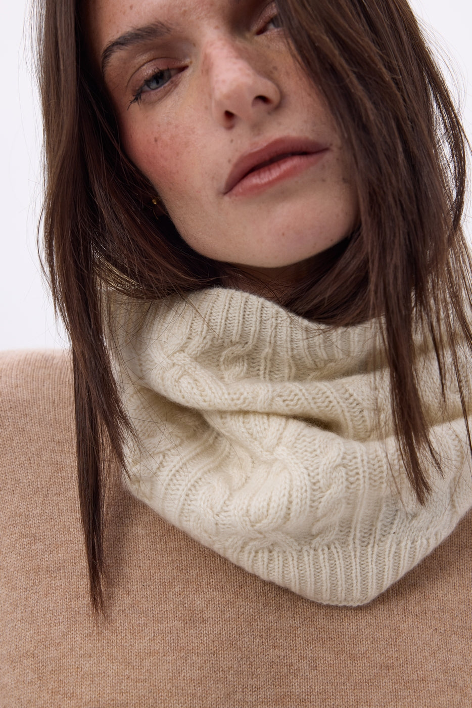 Boreal Cable Knit Neck Warmer - White - Unisex