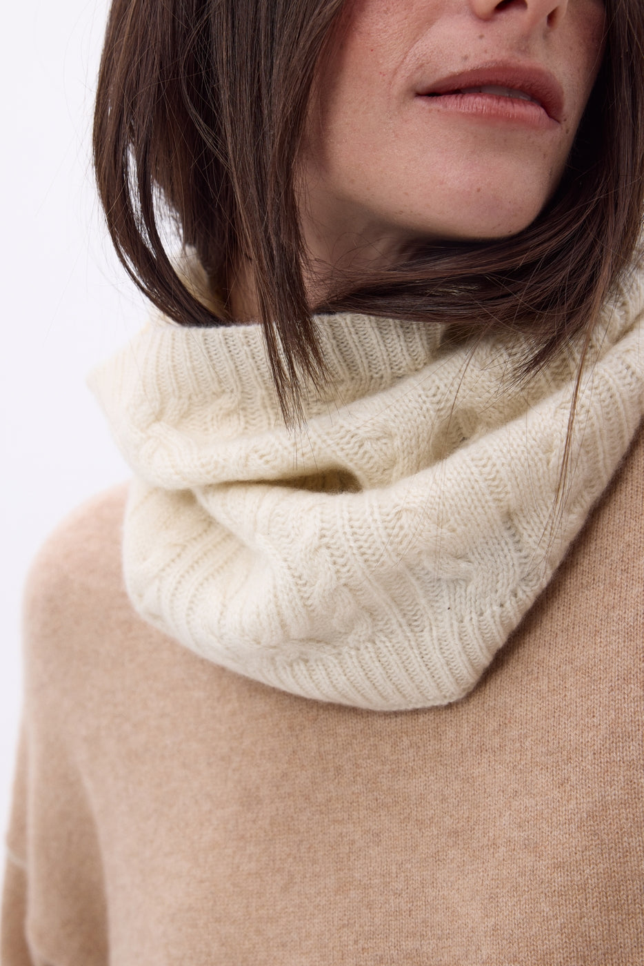 Boreal Cable Knit Neck Warmer - White - Unisex