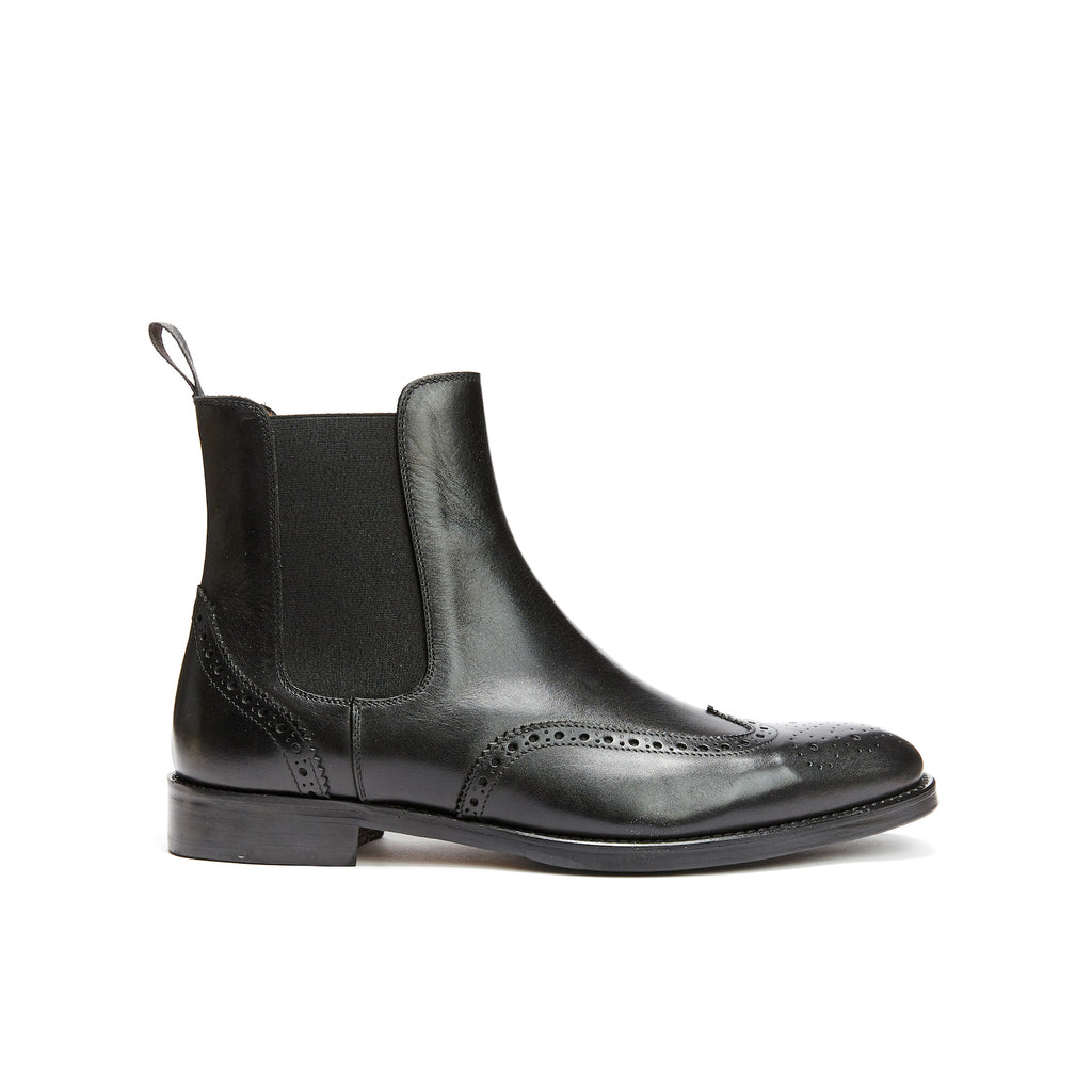 Botines Chelsea Con Puntera Vegetal - Negro - Hombre
