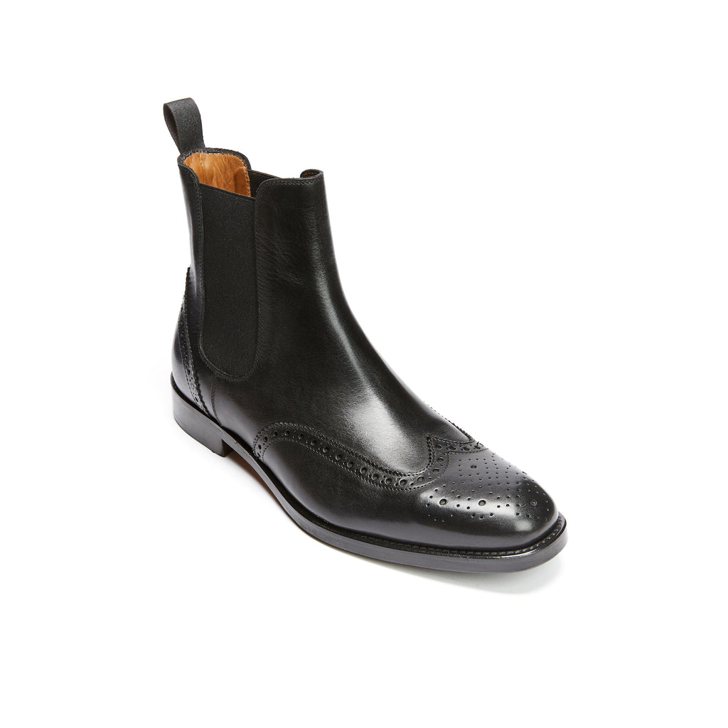 Botines Chelsea Con Puntera Vegetal - Negro - Hombre