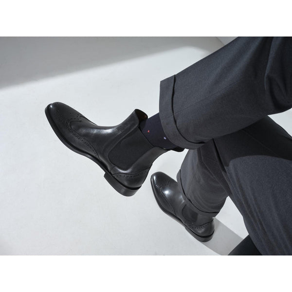 Chelsea Boots with Brogue Toe - Black - Men