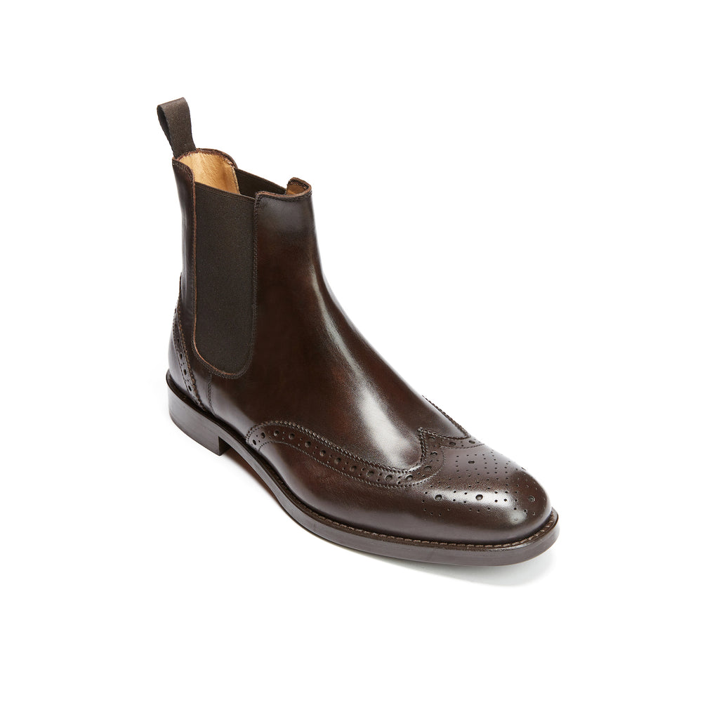 Botines Chelsea con puntera perforada - Marrón oscuro - Hombre