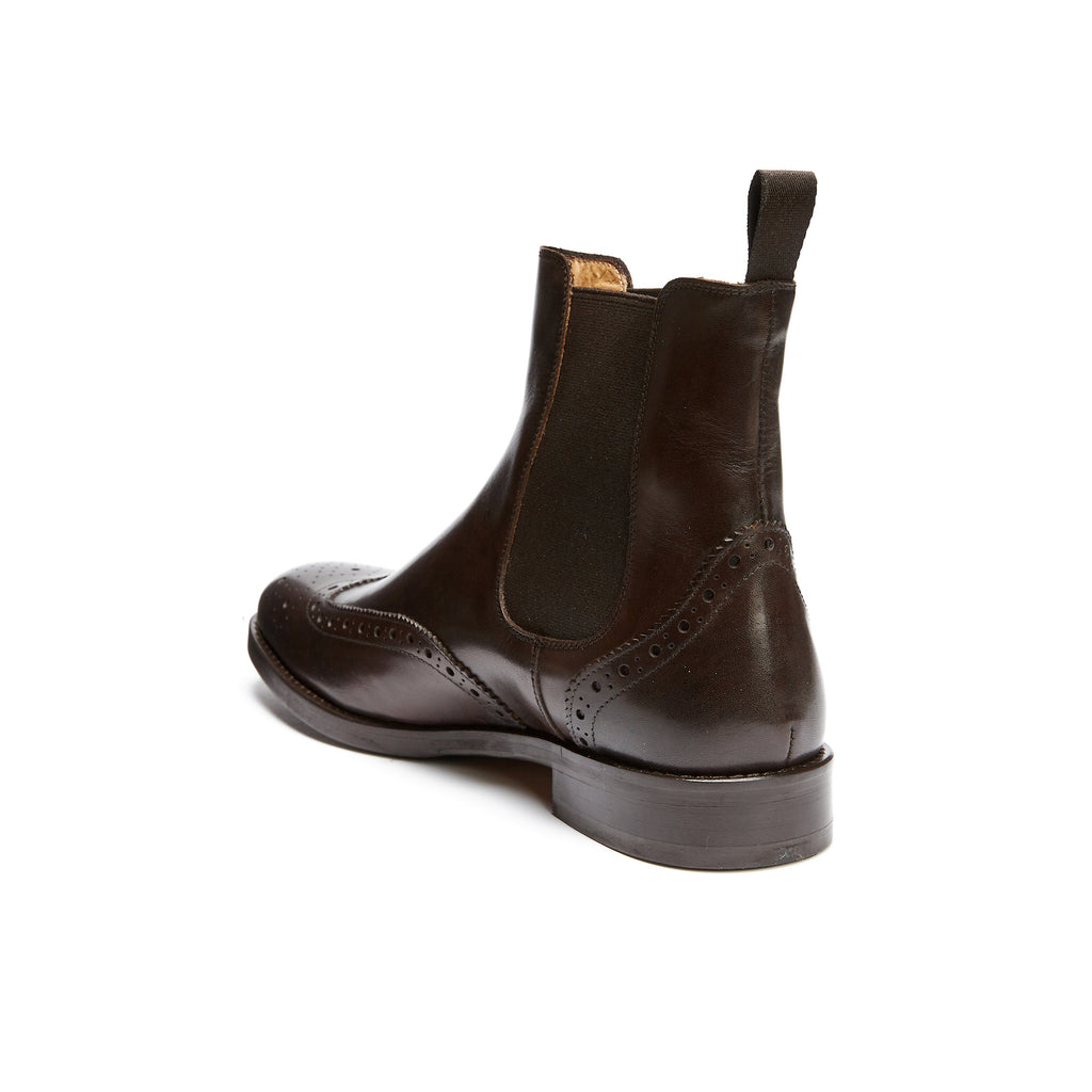 Botines Chelsea con puntera perforada - Marrón oscuro - Hombre