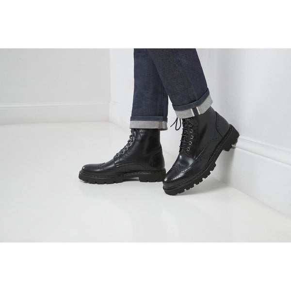 Wingtip Derby Ankle Boots - Black - Men