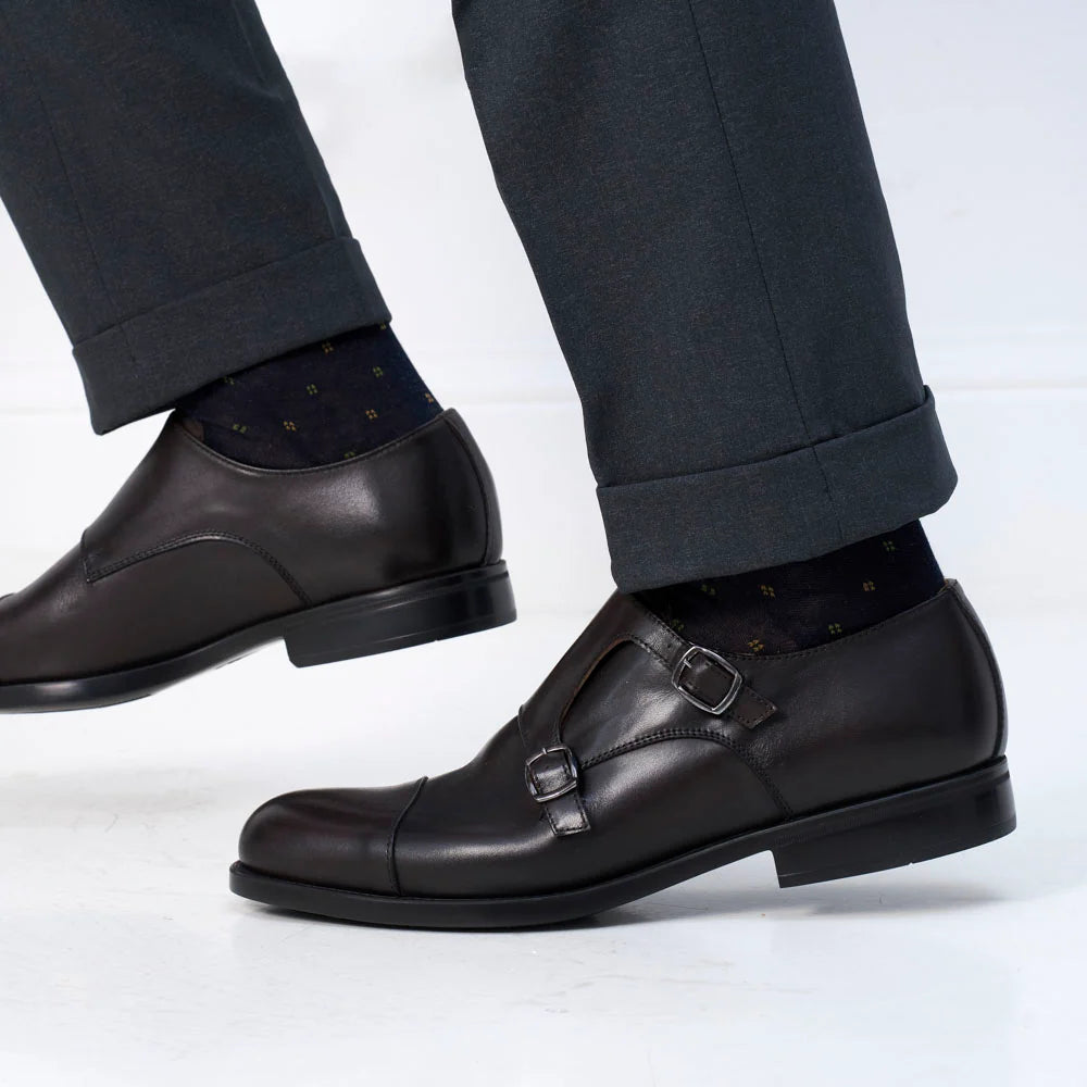 Monk Strap de punta recta - Marrón oscuro - Hombre