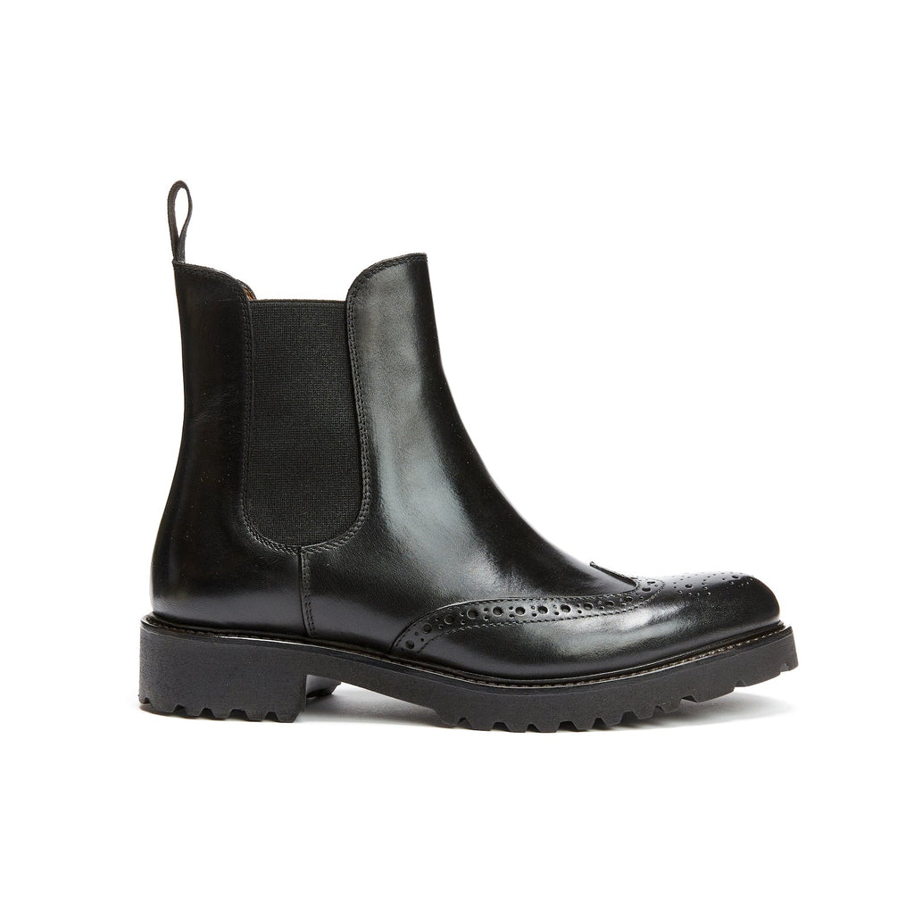 Botines Chelsea Con Puntera De Ala - Negro - Mujer