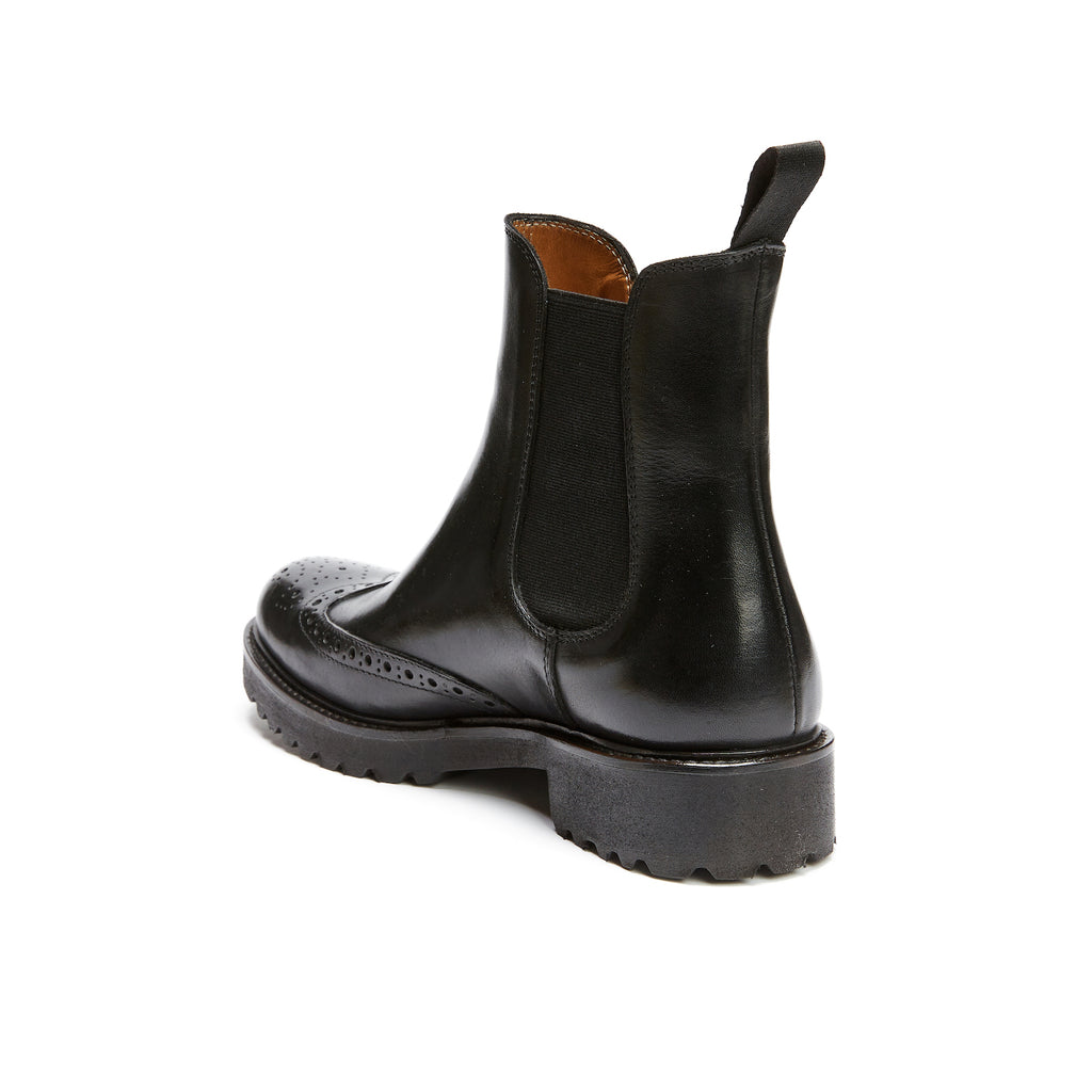 Chelsea Boots with Brogue Toe - Black - Women