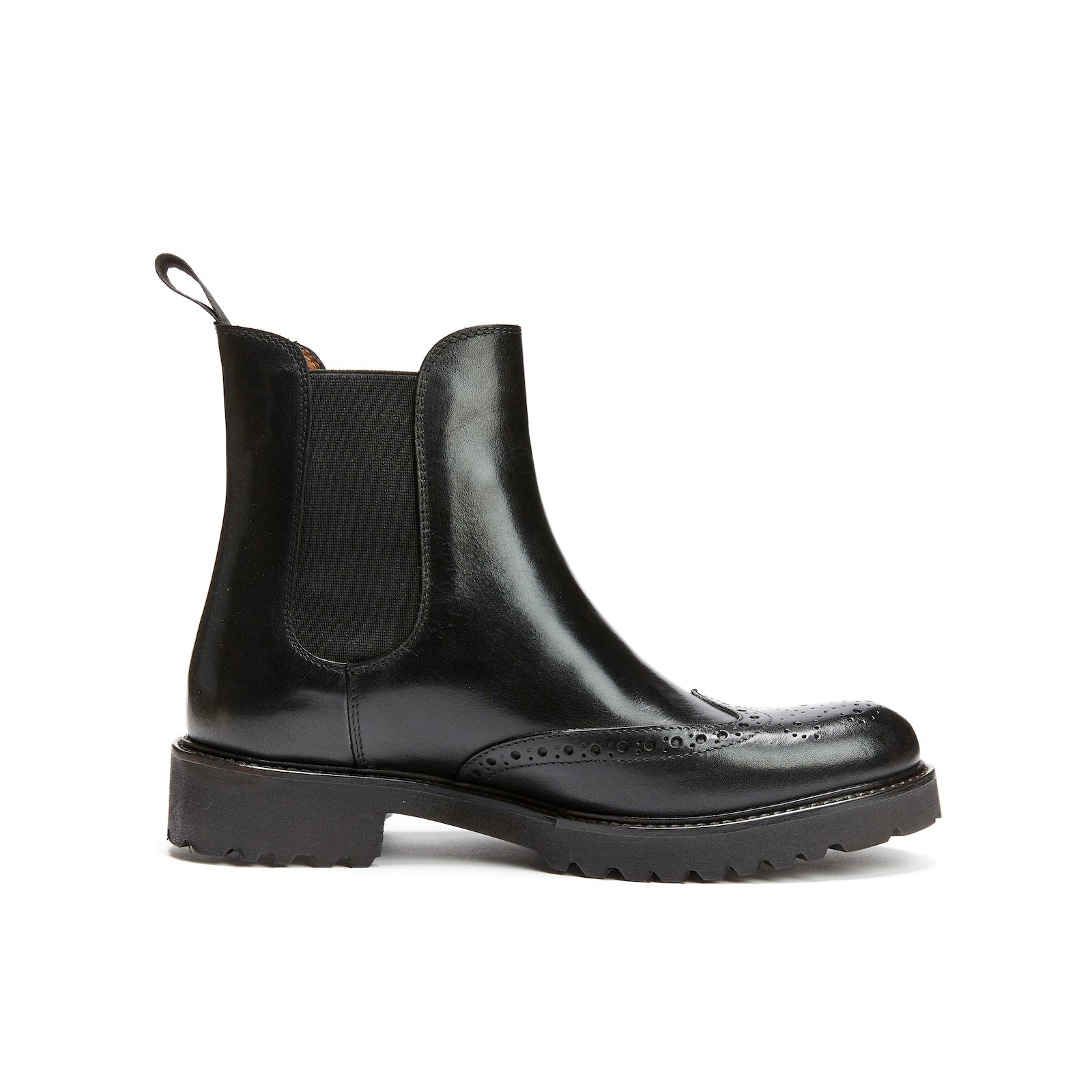 Chelsea Boots with Brogue Toe - Black - Women