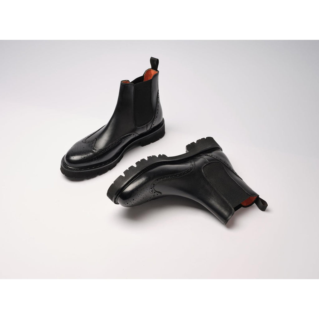 Chelsea Boots with Brogue Toe - Black - Women
