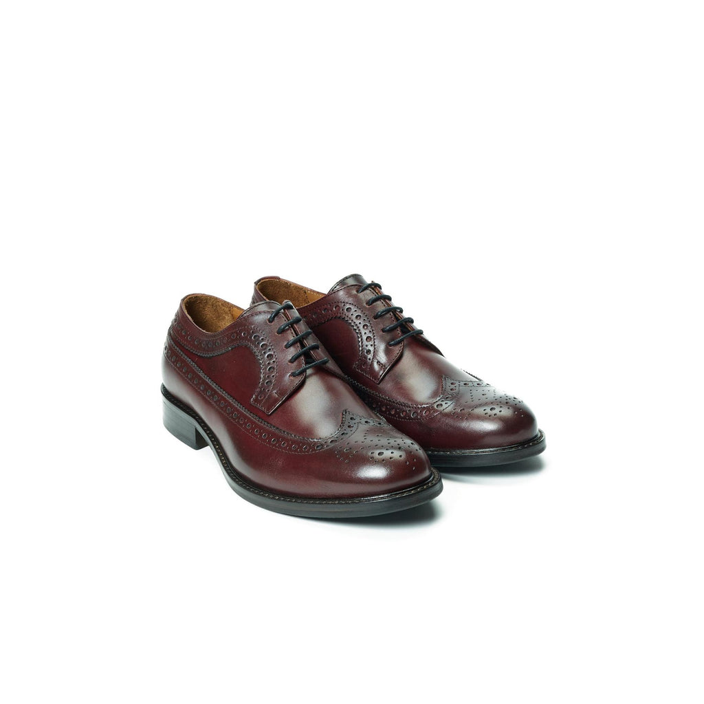 Zapatos Derby con puntera perforada larga - Burdeos - Mujer