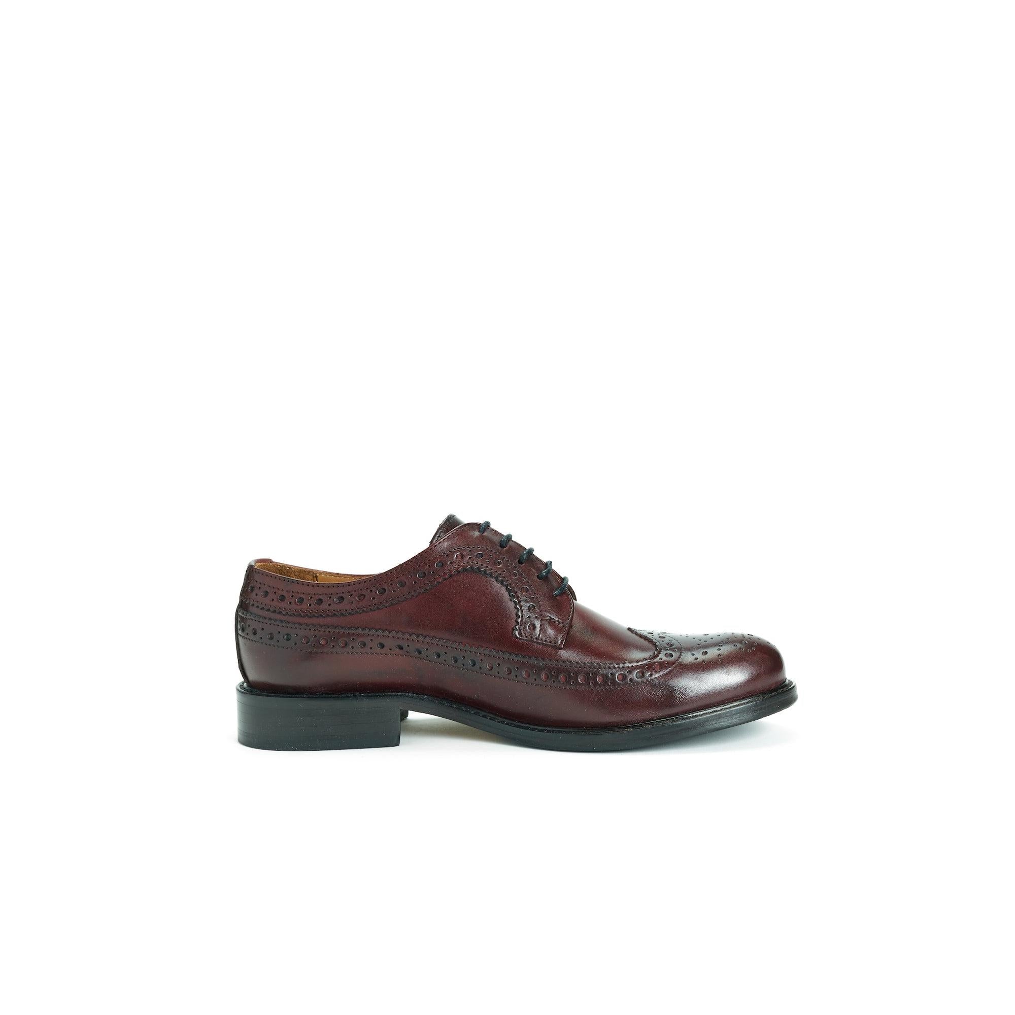 Zapatos Derby con puntera perforada larga - Burdeos - Mujer