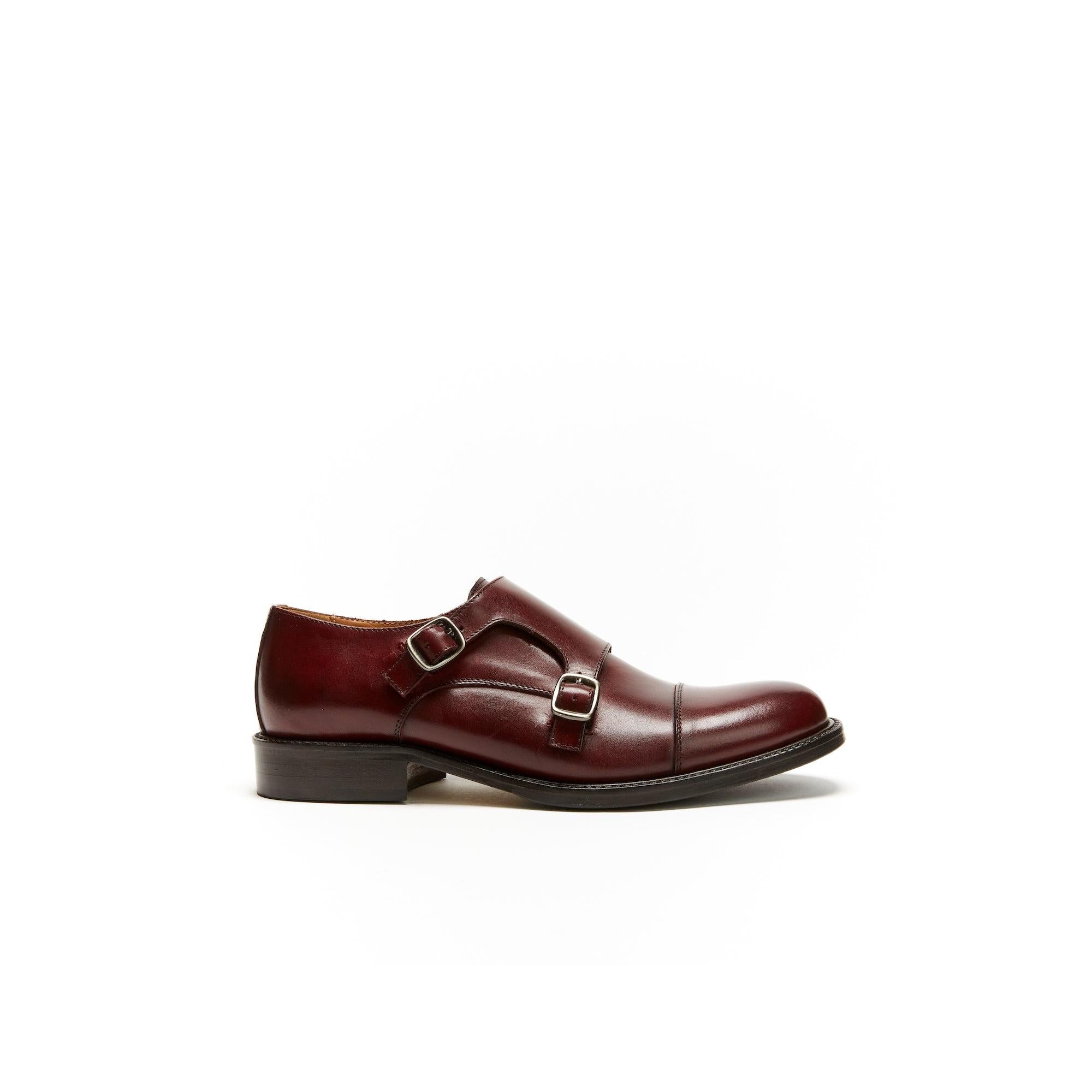 Zapatos Monkstrap con puntera recta - Burdeos - Mujer