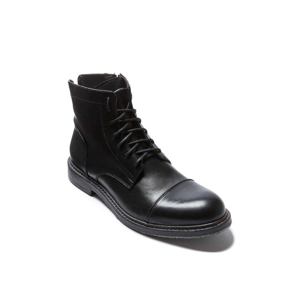 Botines Derby De Puntera Recta - Negro - Hombre