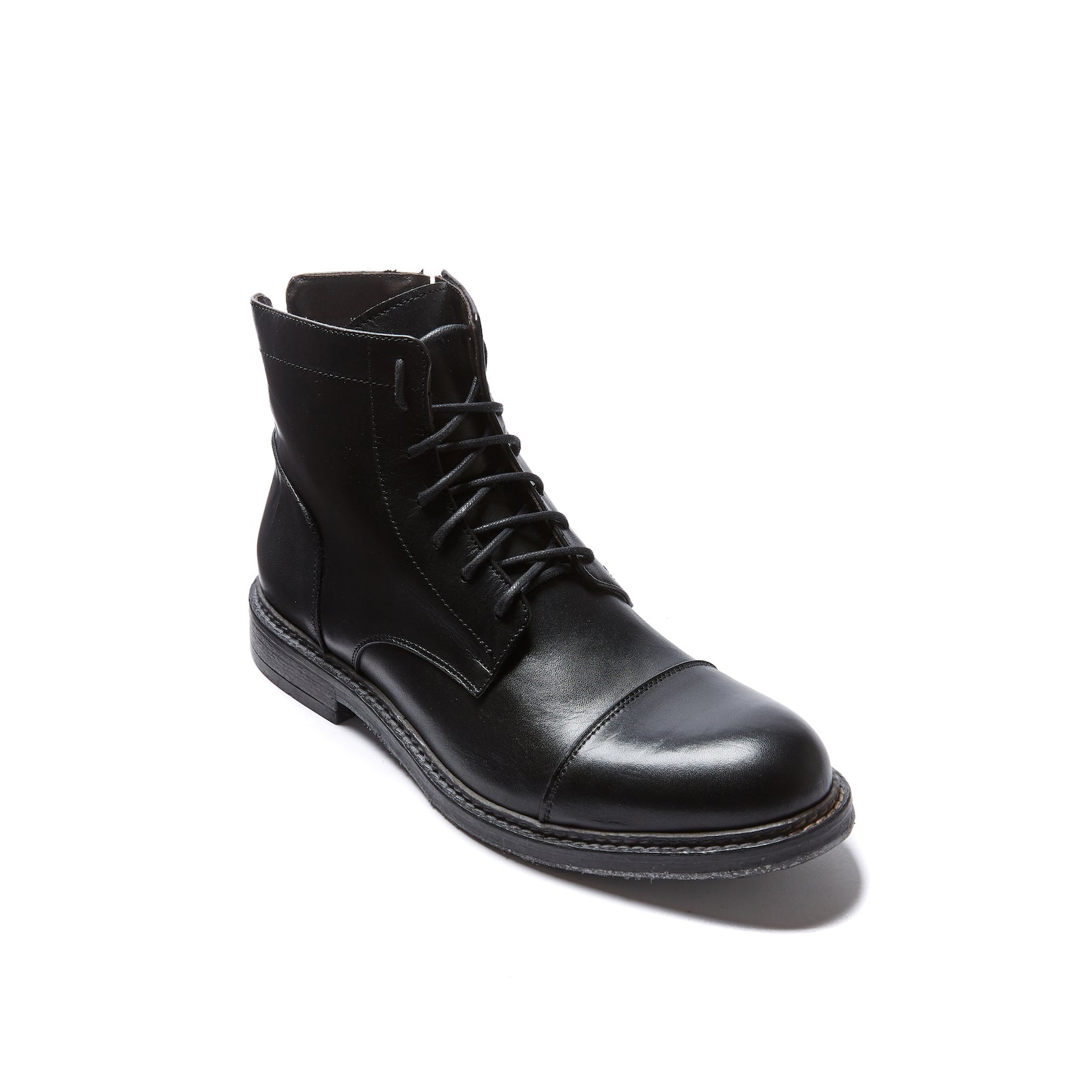Botines Derby De Puntera Recta - Negro - Hombre