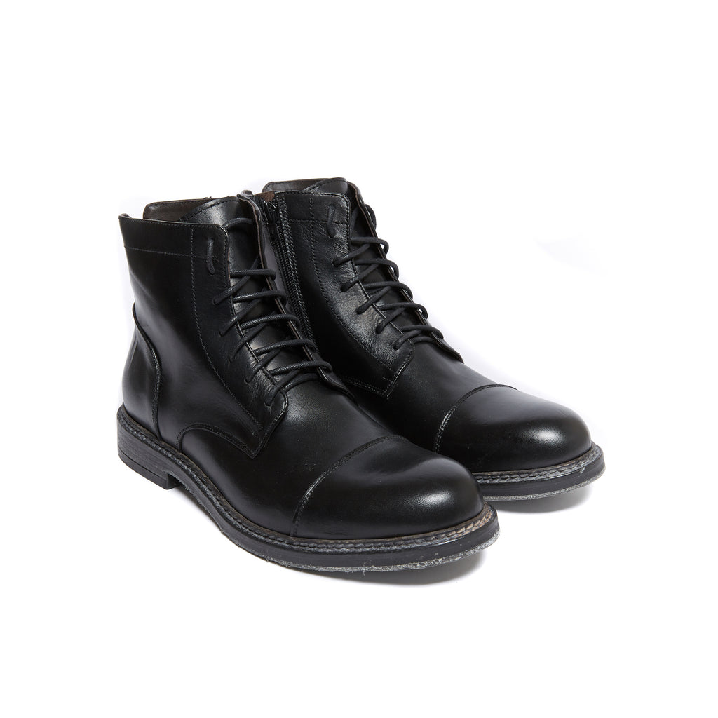 Botines Derby De Puntera Recta - Negro - Hombre