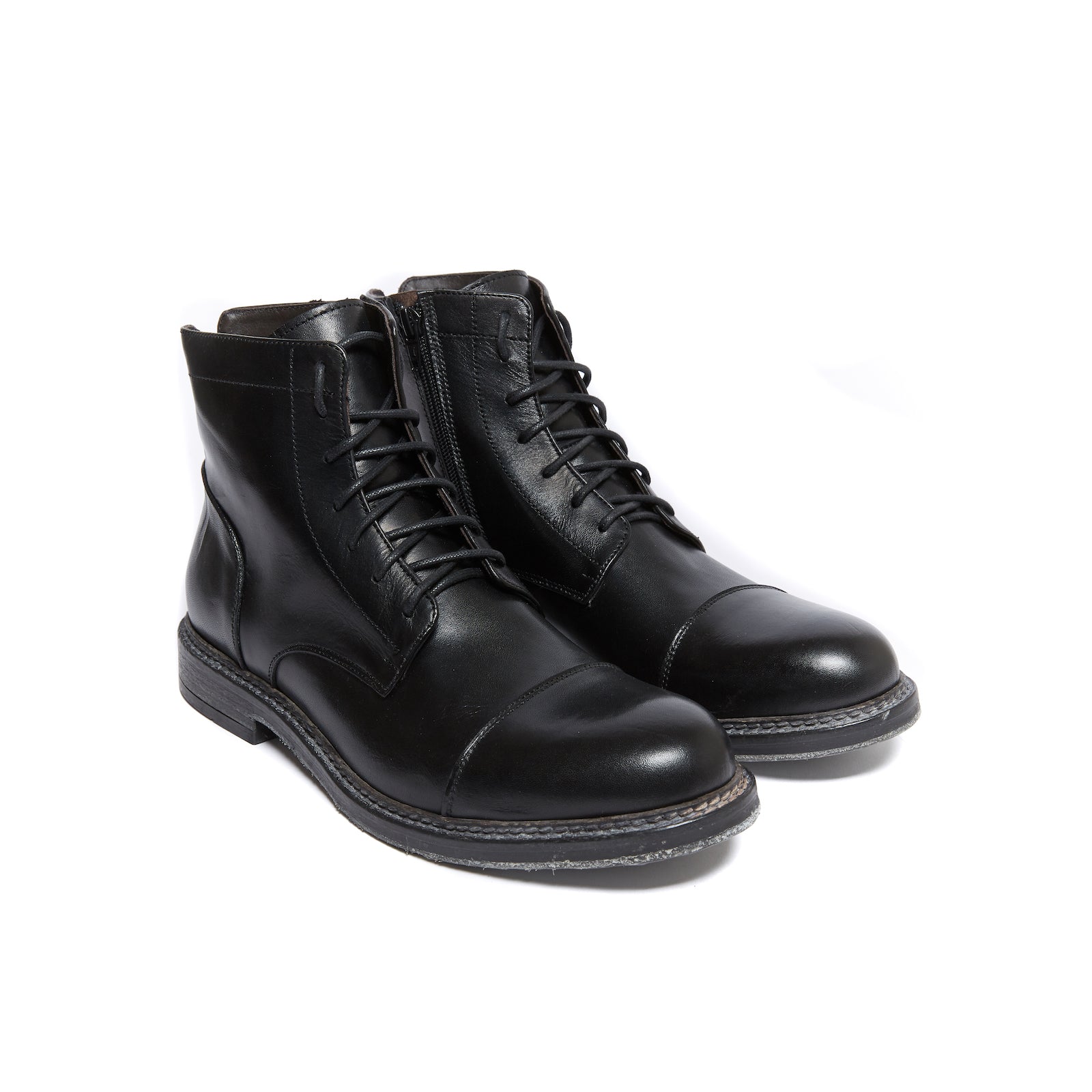 Botines Derby De Puntera Recta - Negro - Hombre