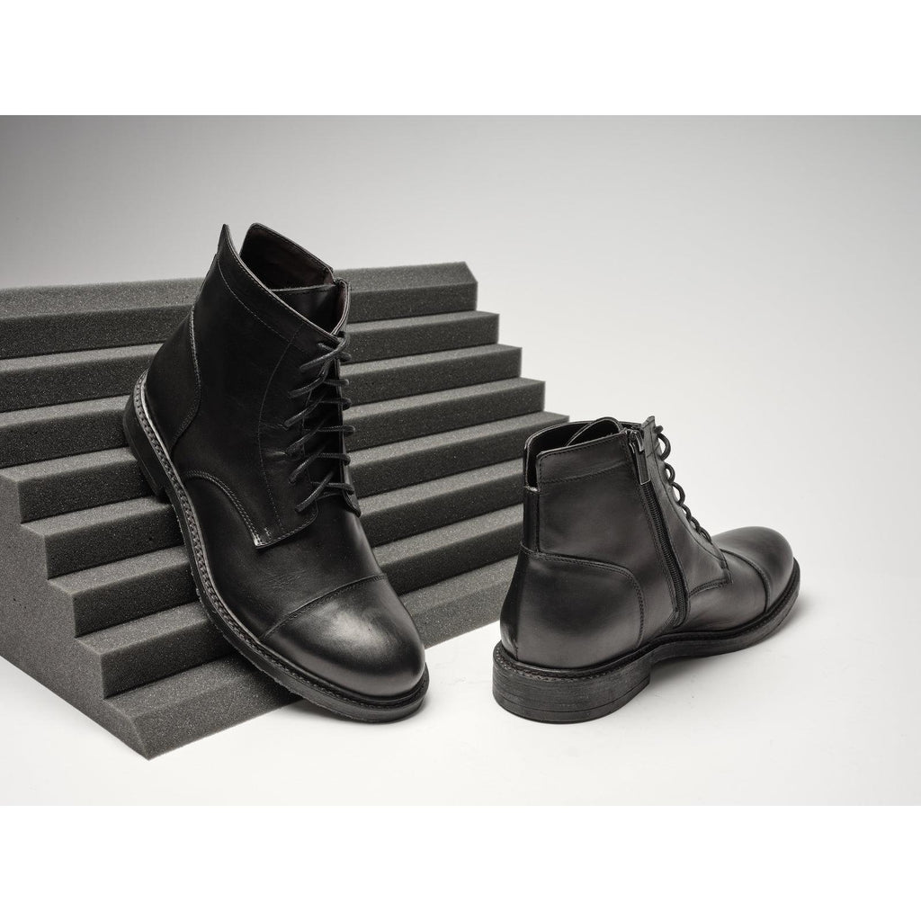 Botines Derby De Puntera Recta - Negro - Hombre
