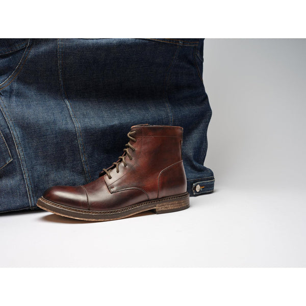 Straight Toe Derby Ankle Boots - Mahogany Brown - Men