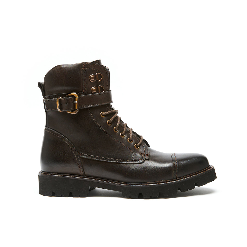 Botines Con Puntera Recta - Marrón Oscuro - Hombre