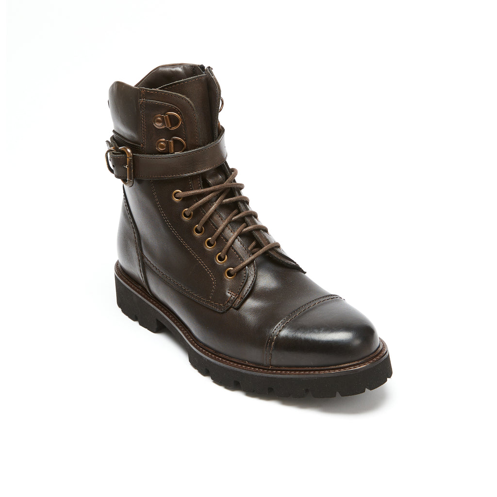 Botines Con Puntera Recta - Marrón Oscuro - Hombre