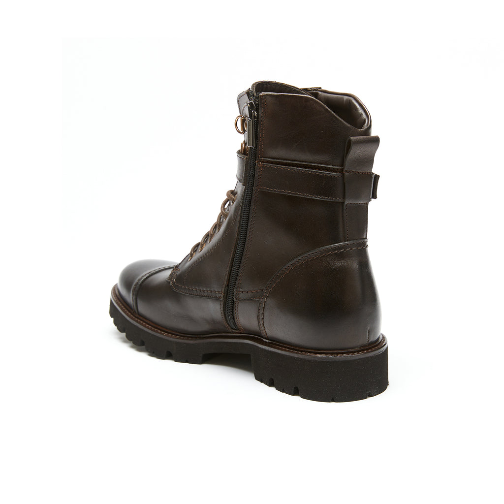 Botines Con Puntera Recta - Marrón Oscuro - Hombre