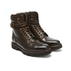 Botines Con Puntera Recta - Marrón Oscuro - Hombre