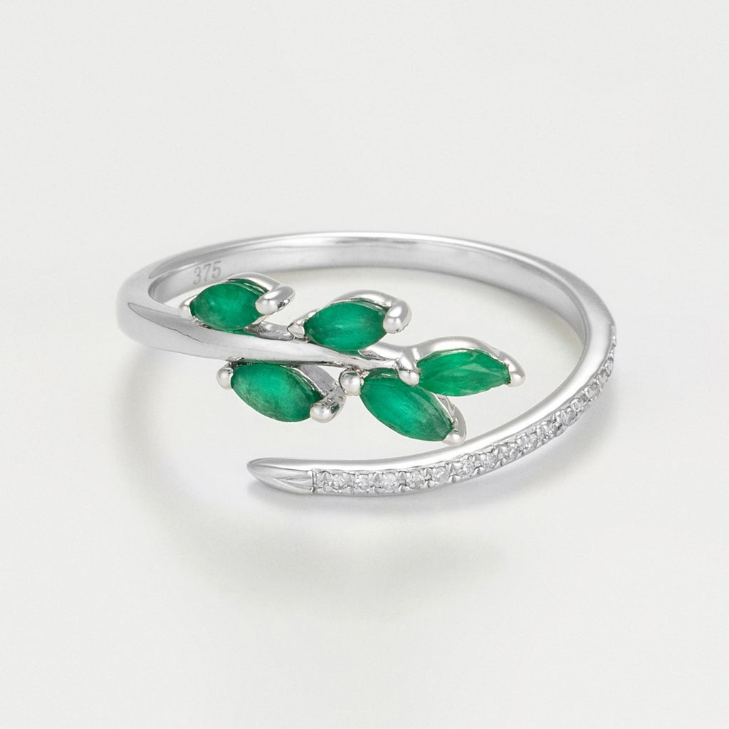 Bague "Saule" Diamant 0,05/16 Et Emeraude 0,38/5
