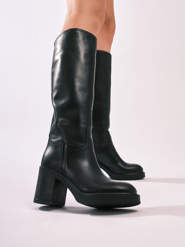 Tubular High Heel Ankle Boot - Black - Women