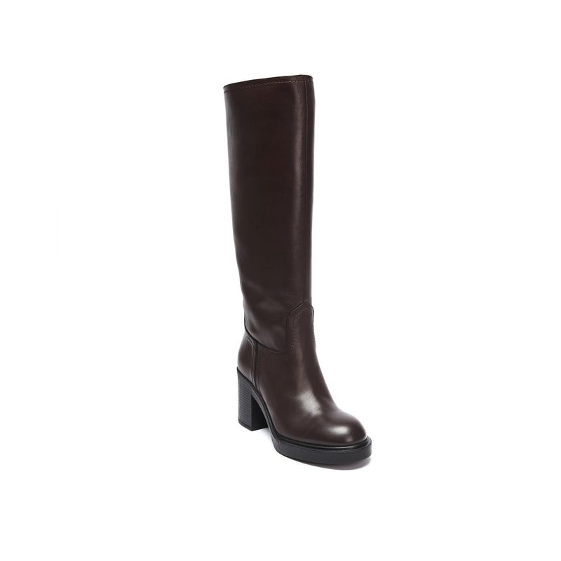 Botas Tubulares Tacón Alto - Marrón Oscuro - Mujer