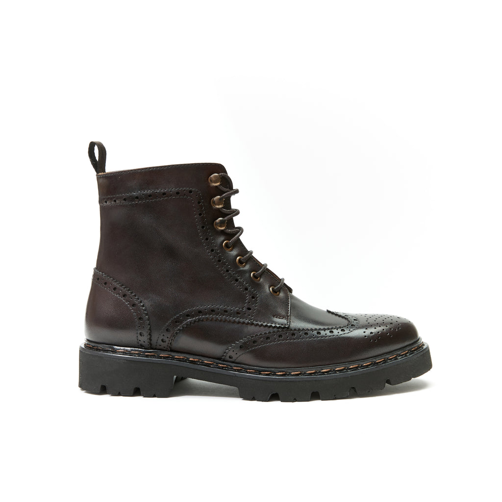 Bottines Derby À Bout Fleuri - Marron Foncé - Homme