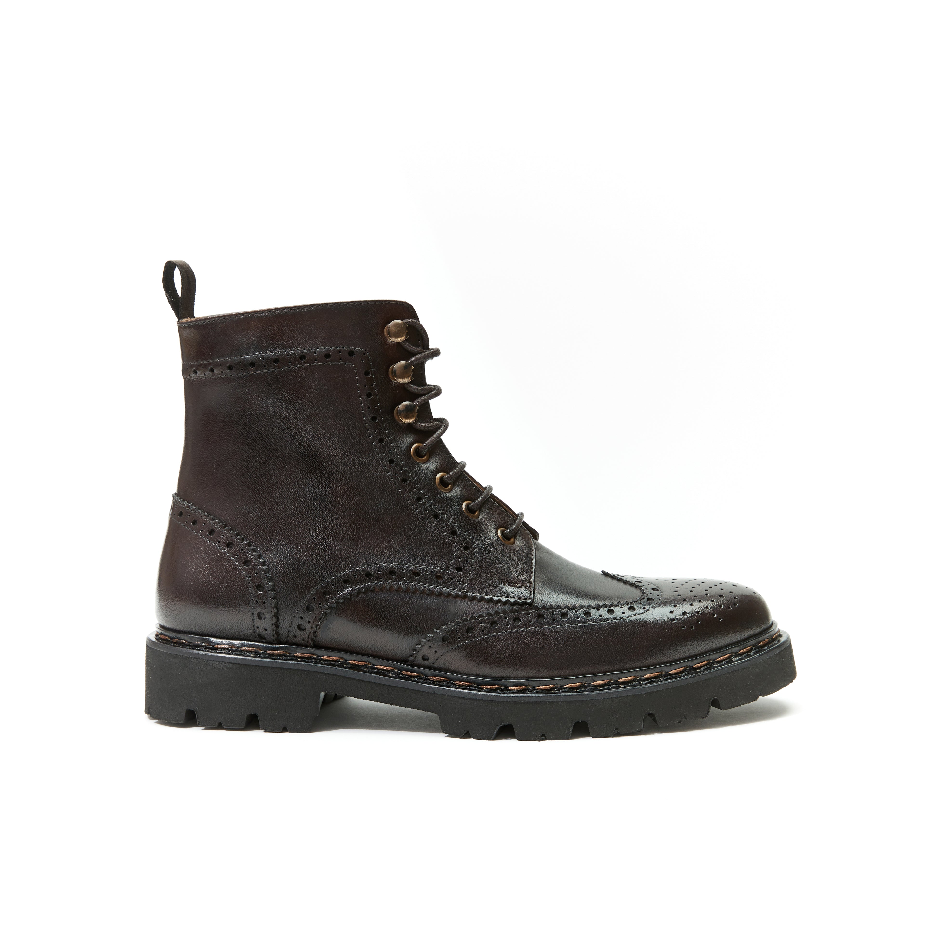 Bottines Derby À Bout Fleuri - Marron Foncé - Homme